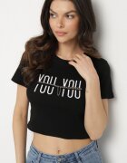 emt Tricou negru din bumbac cu inscripție și lanț Olimelia