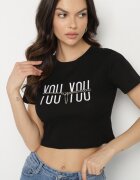 emt Tricou negru din bumbac cu inscripție și lanț Olimelia