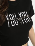 emt Tricou negru din bumbac cu inscripție și lanț Olimelia