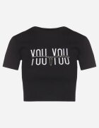 emt Tricou negru din bumbac cu inscripție și lanț Olimelia