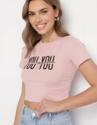 emt Tricou Roz Bumbac cu Text și Lanț Olimelia