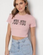 emt Tricou Roz Bumbac cu Text și Lanț Olimelia