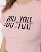 emt Tricou Roz Bumbac cu Text și Lanț Olimelia