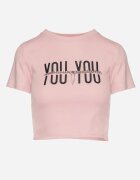 emt Tricou Roz Bumbac cu Text și Lanț Olimelia