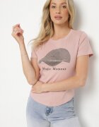 emt Tricou Roz din bumbac cu imprimeu șapcă și zirconii