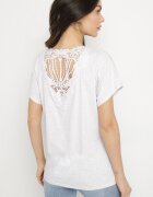 emt Tricou stil liliac Gri deschis De bumbac cu Perle și Dantelă Eleziria