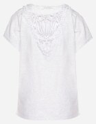 emt Tricou stil liliac Gri deschis De bumbac cu Perle și Dantelă Eleziria