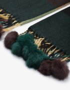  Eșarfă Dreptunghiulară Verde cu Pompoane Colorate Komo