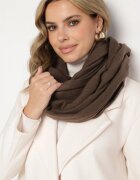  Eșarfă maro închis din bumbac și viscoză Decorată cu franjuri Siadortia