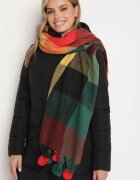  Eșarfă Roz Dreptunghiulară cu Pompoane Colorate Komo