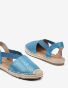  Espadrile Albastre Plate din Imitație de Piele Wialla