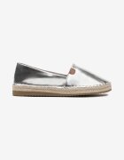  Espadrile Argintii cu Talpă Plată decorate cu Împletitură de Iută Vethalia