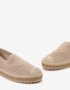 Espadrile bej închis ajurate cu împletitură decorativă Thalessia