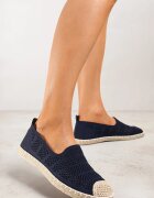  Espadrile bleumarin cu plasă ajurată decorate cu împletitură Lanivesa