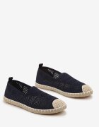  Espadrile bleumarin cu plasă ajurată decorate cu împletitură Lanivesa