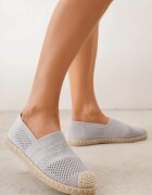  Espadrile gri deschis pe talpă plată din împletitură Chorisa