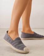  Espadrile Gri din Plasă Perforată Decorate cu Împletitură Lanivesa