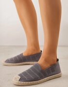  Espadrile Gri din Plasă Perforată Decorate cu Împletitură Lanivesa