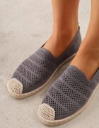  Espadrile Gri din Plasă Perforată Decorate cu Împletitură Lanivesa