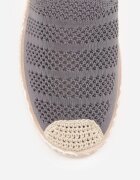  Espadrile Gri din Plasă Perforată Decorate cu Împletitură Lanivesa