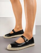  Espadrile Negre Decorate cu curea și cu împletitură Noniara