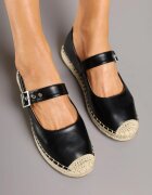  Espadrile Negre Decorate cu curea și cu împletitură Noniara