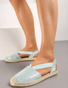  Espadrile plate verde deschis din imitație de piele Wialla