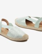  Espadrile plate verde deschis din imitație de piele Wialla