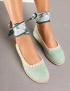  Espadrile verde deschis cu talpă împletită și legătură în jurul gleznei Cyntavia