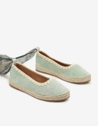  Espadrile verde deschis cu talpă împletită și legătură în jurul gleznei Cyntavia