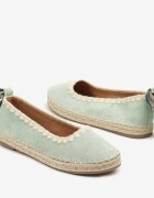  Espadrile verde deschis cu talpă împletită și legătură în jurul gleznei Cyntavia