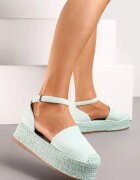  Espadrile Verde deschis pe Platformă Împletită cu Cataramă Gramiza