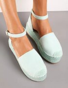  Espadrile Verde deschis pe Platformă Împletită cu Cataramă Gramiza