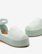  Espadrile Verde deschis pe Platformă Împletită cu Cataramă Gramiza