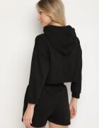 exmoda Komplet Negru De trening din bumbac Bluză cu glugă Croi scurt și Pantaloni scurți Ralophea
