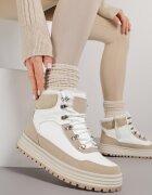 fashion Adidași Albi cu Talpă Groasă cu Blană Alweda