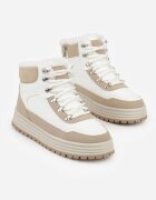 fashion Adidași Albi cu Talpă Groasă cu Blană Alweda