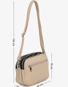 fashion&bags Geantă Bej deschis cu trei compartimente Tip poștaș Decorată cu litere Lanithara