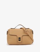 fashion&bags Geantă Bej închis Tip poștaș cu clapetă aurie decorativă Monavia
