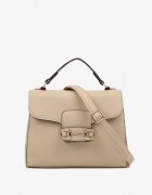fashion&bags Geantă Bej închis tip poștaș cu Mâner și Aplicație Decorativă Alamira