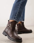fashion&bella Botine cu curea cu cataramă și inserție elastică pe talpă cu profil Cerumma Maro