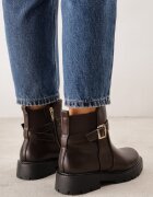 fashion&bella Botine cu curea cu cataramă și inserție elastică pe talpă cu profil Cerumma Maro