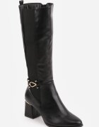 fashion&bella Cizme cu toc cu detalii metalice și cu panouri elastice Arandria Negre