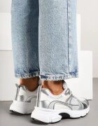fashion&bella Adidași Argintii în stil streetwear cu detalii din plasă Dorelline
