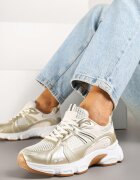 fashion&bella Adidași bej în stil streetwear cu decorațiuni din plasă Dorelline