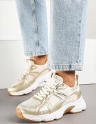 fashion&bella Adidași bej în stil streetwear cu decorațiuni din plasă Dorelline