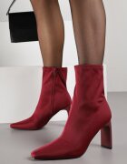 fashion&bella Botine Bordo-Roșii șosetă cu toc gros și vârf ascuțit Atine