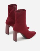fashion&bella Botine Bordo-Roșii șosetă cu toc gros și vârf ascuțit Atine