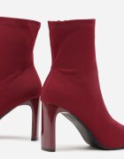 fashion&bella Botine Bordo-Roșii șosetă cu toc gros și vârf ascuțit Atine
