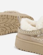 fashion&bella Cizme de zăpadă Bej cu Talpă Groasă cu Franjuri și Broderie Linodis